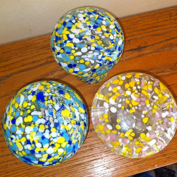 Murano Glass Mushrooms Set of 3 Vintage Hand Blown Made in Italy - Picture 9 of 11